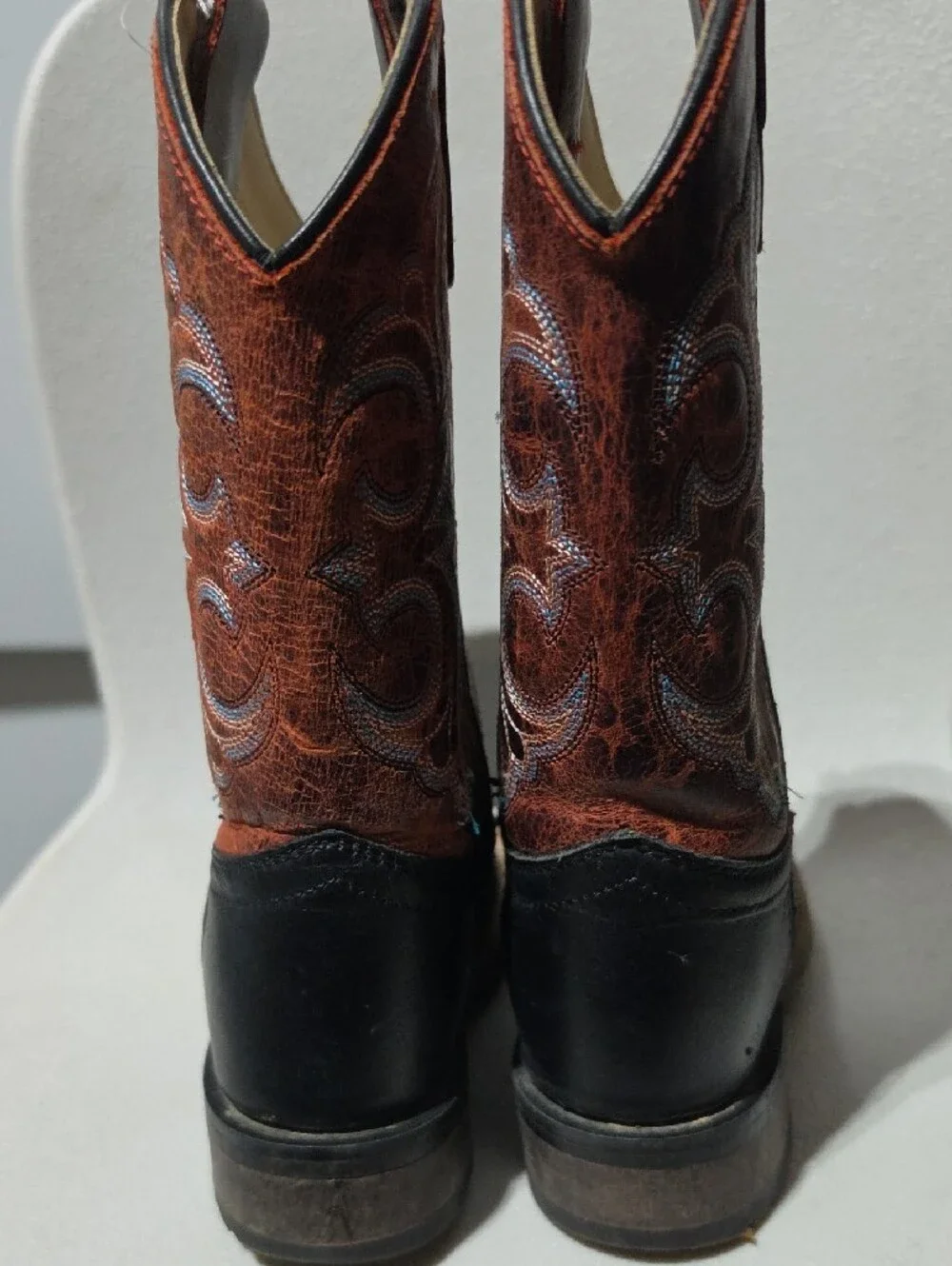 Old West Black Foot Brown Shaft Kids Cowboy Boots